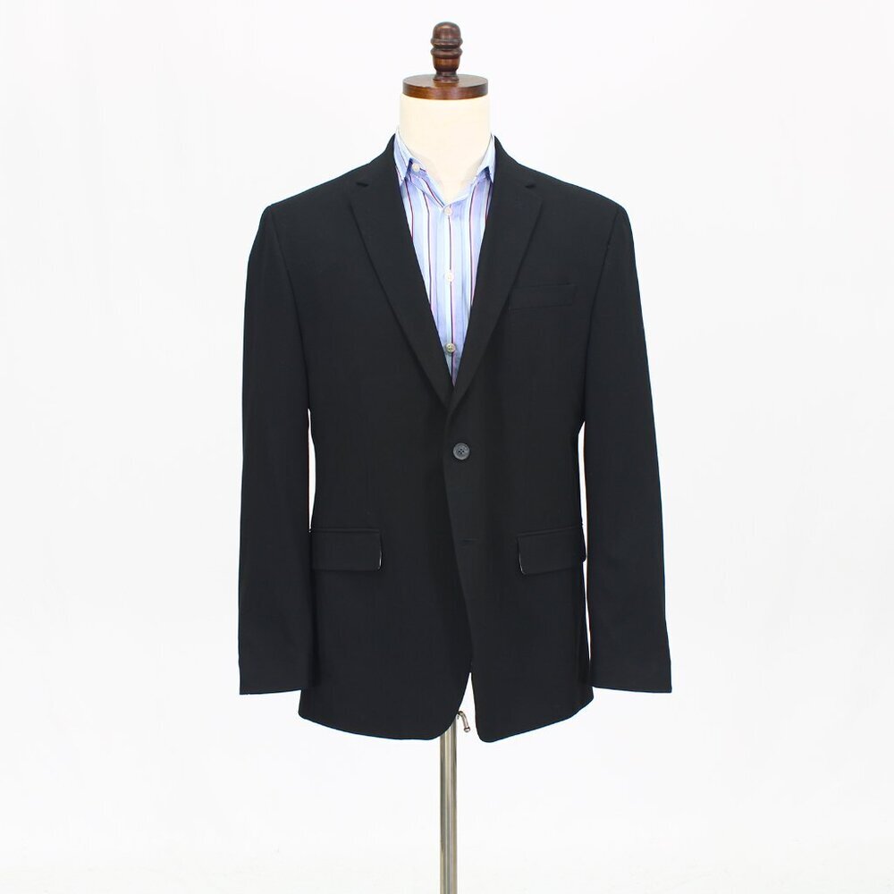 J. Ferrar 44R Black Solid 2-Button Sport Coat Blazer Jacket T785